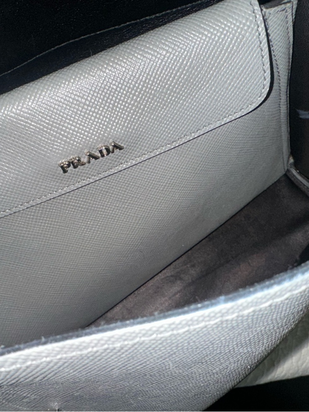 Prada Silver-Gray Saffiano Leather Briefcase - Picture 3 of 7